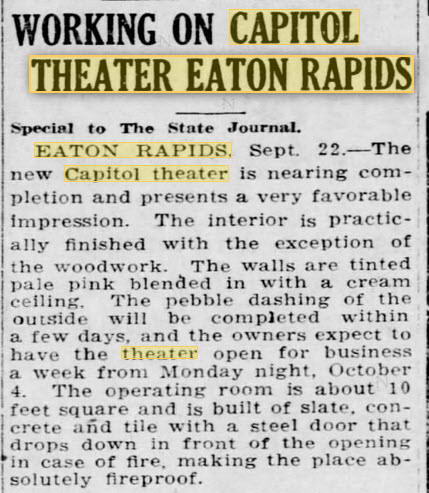 Capitol Theatre - 22 SEP 1920 ARTICLE